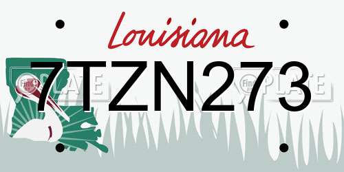 7TZN273 Louisiana License Plate