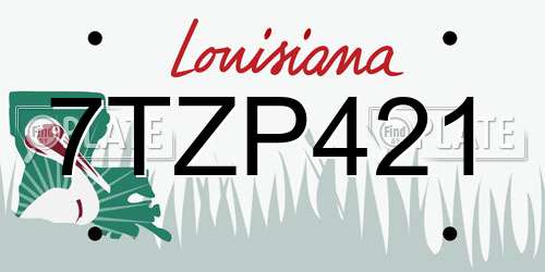 7TZP421 Louisiana License Plate