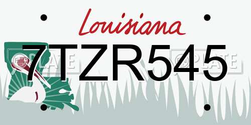 7TZR545 Louisiana License Plate