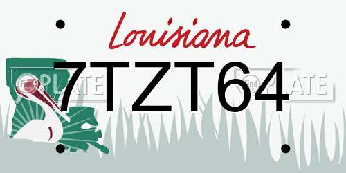 7TZT64 Louisiana License Plate