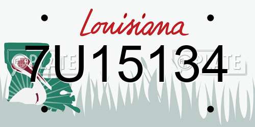 7U15134 Louisiana License Plate