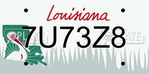 7U73Z8 Louisiana License Plate