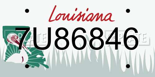7U86846 Louisiana License Plate