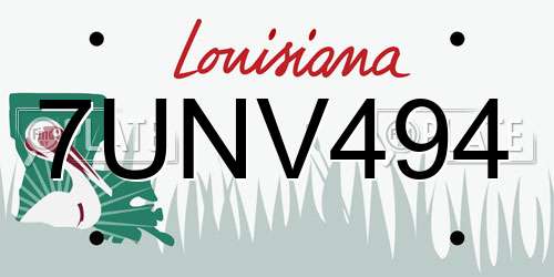 7UNV494 Louisiana License Plate