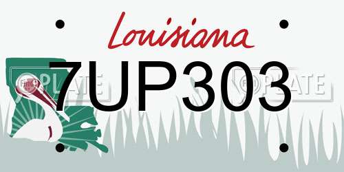 7UP303 Louisiana License Plate