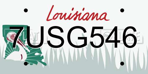 7USG546 Louisiana License Plate