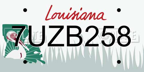 7UZB258 Louisiana License Plate