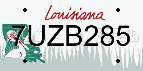 7UZB285 Louisiana License Plate