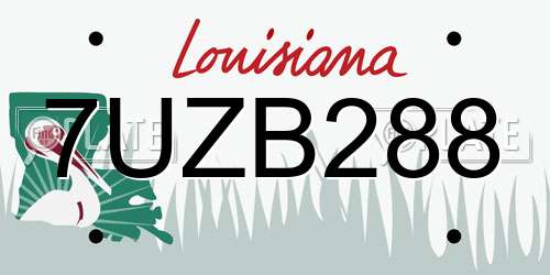 7UZB288 Louisiana License Plate