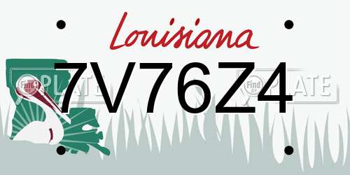 7V76Z4 Louisiana License Plate