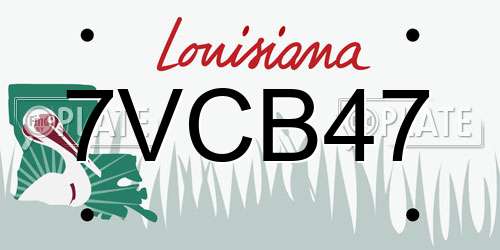 7VCB47 Louisiana License Plate