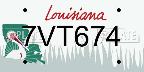 7VT674 Louisiana License Plate