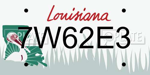 7W62E3 Louisiana License Plate