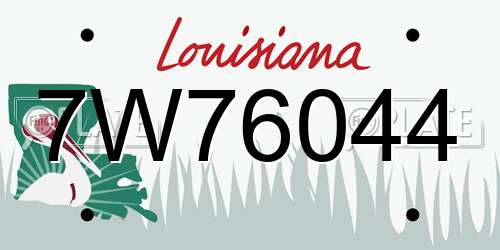 7W76044 Louisiana License Plate