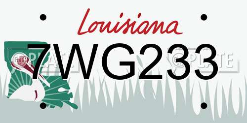 7WG233 Louisiana License Plate