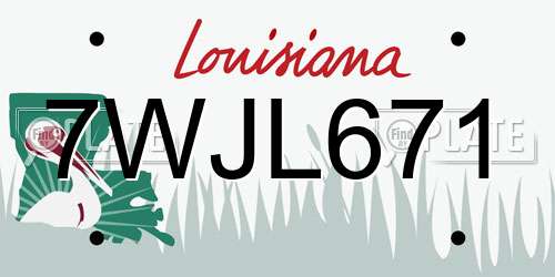 7WJL671 Louisiana License Plate