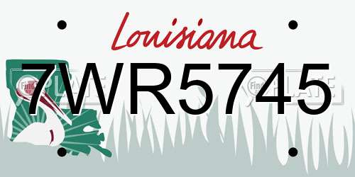 7WR5745 Louisiana License Plate
