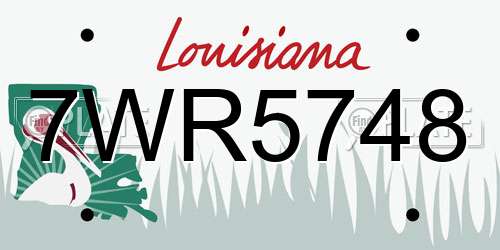 7WR5748 Louisiana License Plate