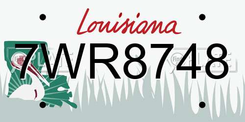 7WR8748 Louisiana License Plate