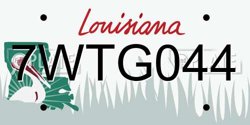 7WTG044 Louisiana License Plate