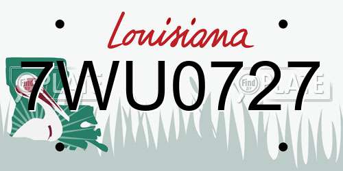 7WU0727 Louisiana License Plate