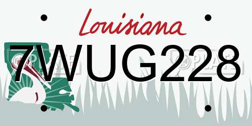 7WUG228 Louisiana License Plate