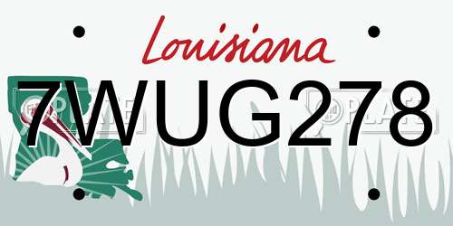 7WUG278 Louisiana License Plate