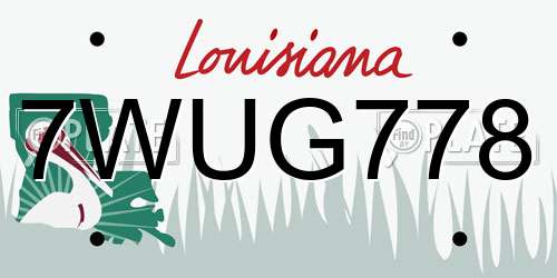 7WUG778 Louisiana License Plate