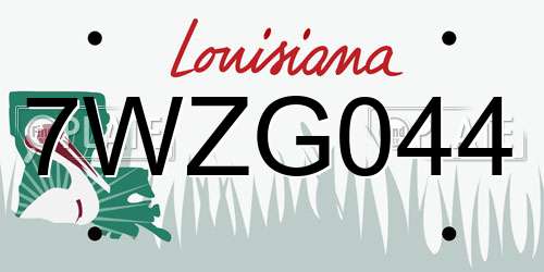 7WZG044 Louisiana License Plate