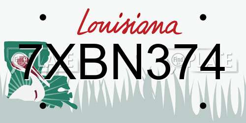 7XBN374 Louisiana License Plate