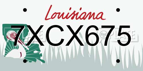 7XCX675 Louisiana License Plate