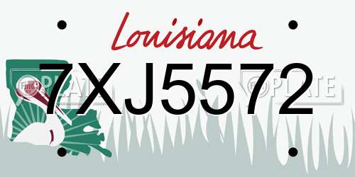 7XJ5572 Louisiana License Plate