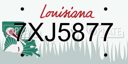 7XJ5877 Louisiana License Plate