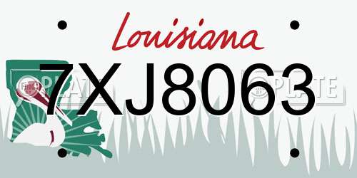 7XJ8063 Louisiana License Plate