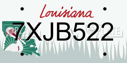 7XJB522 Louisiana License Plate