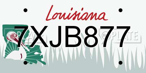 7XJB877 Louisiana License Plate