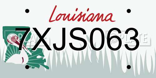 7XJS063 Louisiana License Plate