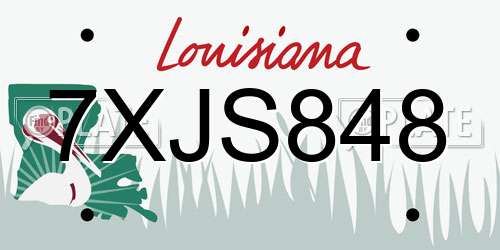 7XJS848 Louisiana License Plate