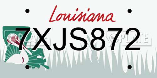 7XJS872 Louisiana License Plate