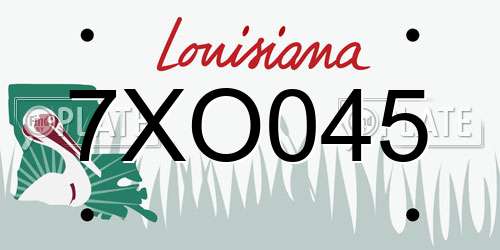 7XO045 Louisiana License Plate