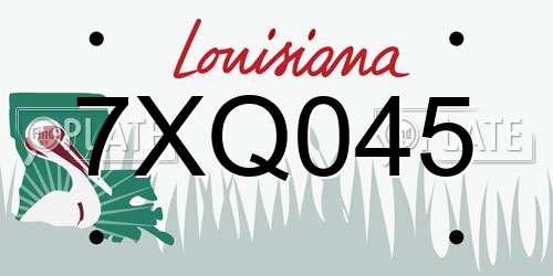 7XQ045 Louisiana License Plate