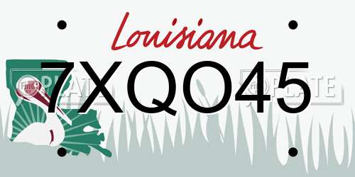 7XQO45 Louisiana License Plate