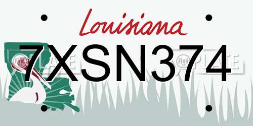 7XSN374 Louisiana License Plate