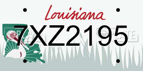 7XZ2195 Louisiana License Plate