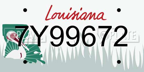 7Y99672 Louisiana License Plate