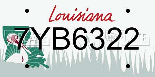 7YB6322 Louisiana License Plate