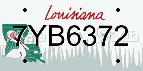 7YB6372 Louisiana License Plate