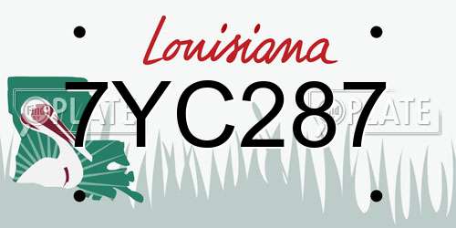 7YC287 Louisiana License Plate