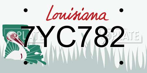 7YC782 Louisiana License Plate