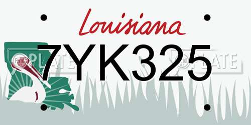 7YK325 Louisiana License Plate
